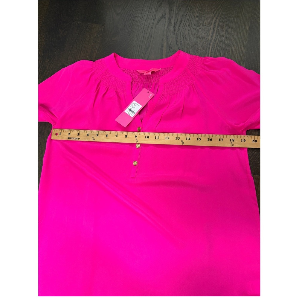 NWT Lilly Pulitzer Elsa Top 100%Silk Pink Silk Smocked Blouse Womens S ret$178 - Picture 5 of 7